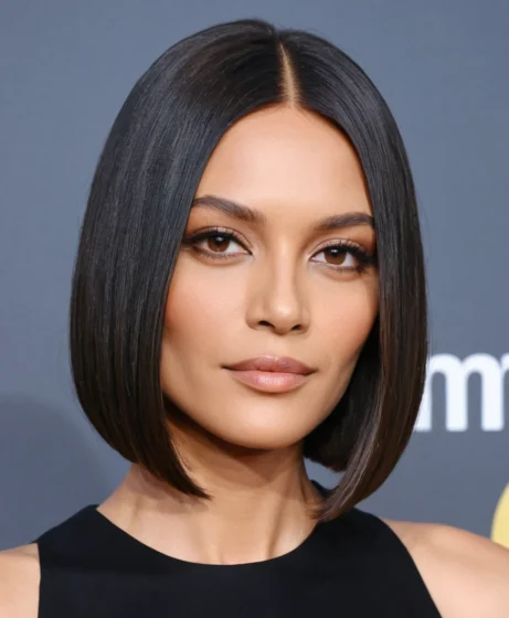 Bob with Middle Part and Sleek, Straight Finish