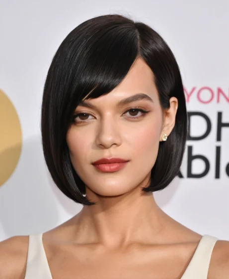 Deep Side-Part Blunt Bob