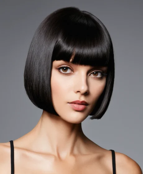 Sleek Bob with a Sharp, Blunt Fringe