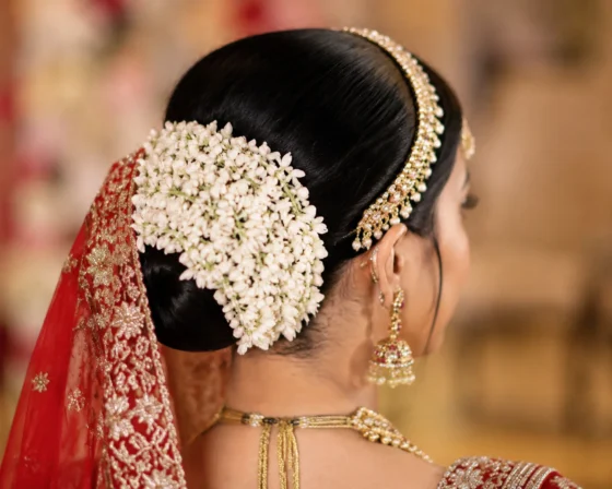 Classic Sleek Low Bun with Gajra (Mogra Wreath)