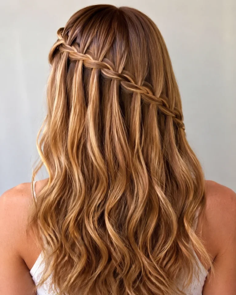 Diagonal Waterfall Braid Across the Back
