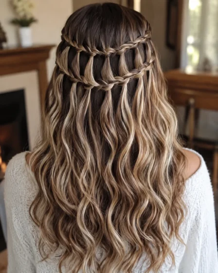 Double Waterfall Braid in Parallel Rows