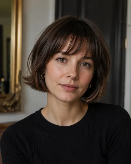 Feathered French Bob with Wispy Fringe