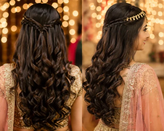 Half-Up, Half-Down with Waterfall Twists & Sheeshpatti