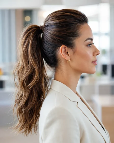 High Textured Ponytail with Hidden Bobby Pin Lift