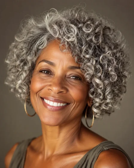 Layered Deva Bob on Silver Curls