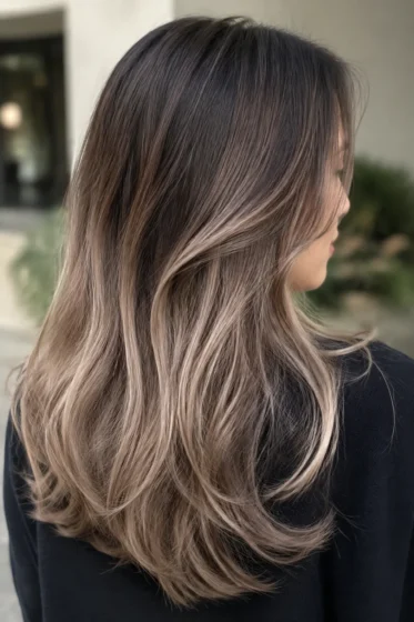 Milk Tea Balayage with Shadow Root