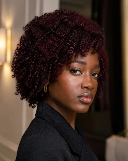 Rich Burgundy Wine Curls
