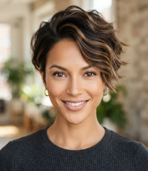 Side-Parted Pixie with Length