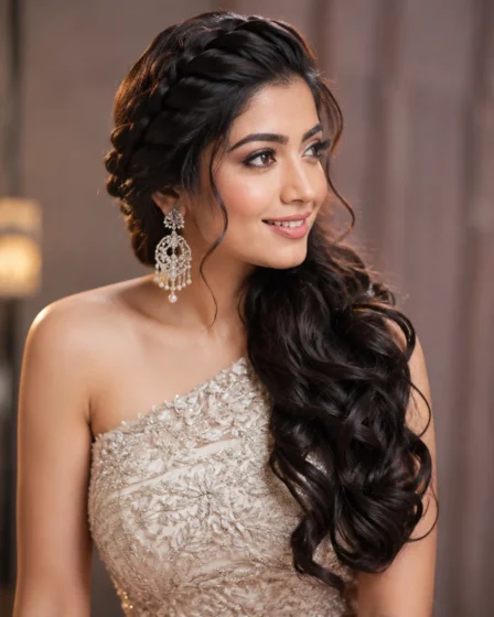 Side-Swept French Braid into Soft Curls