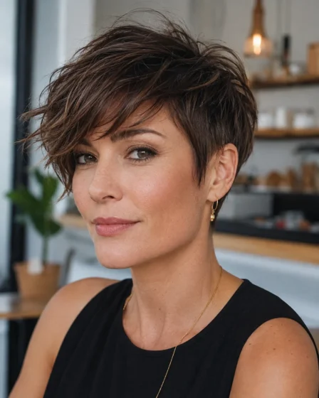 Side-Swept Layered Pixie