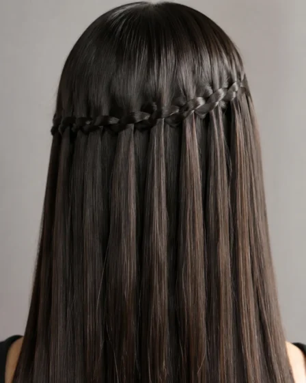 Straight and Sleek Waterfall Braid