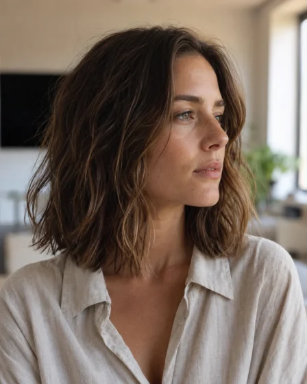 Textured Collarbone Lob with Soft Waves
