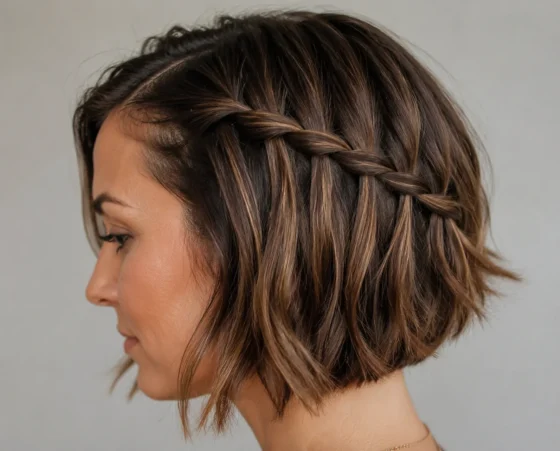 Waterfall Braid on a Short Bob or Lob