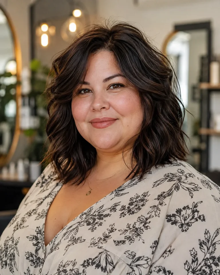 Wavy Shoulder-Length Cut with Crown Layers