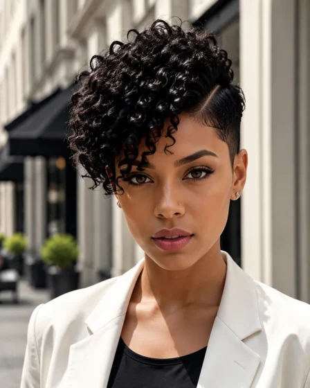 Asymmetrical Curly Pixie