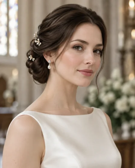 Asymmetrical Gibson Tuck with Pearl Hairpins