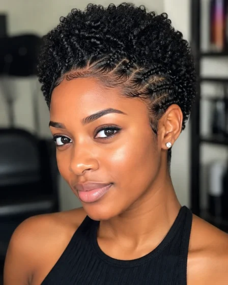 Braided-Perimeter Coily Pixie