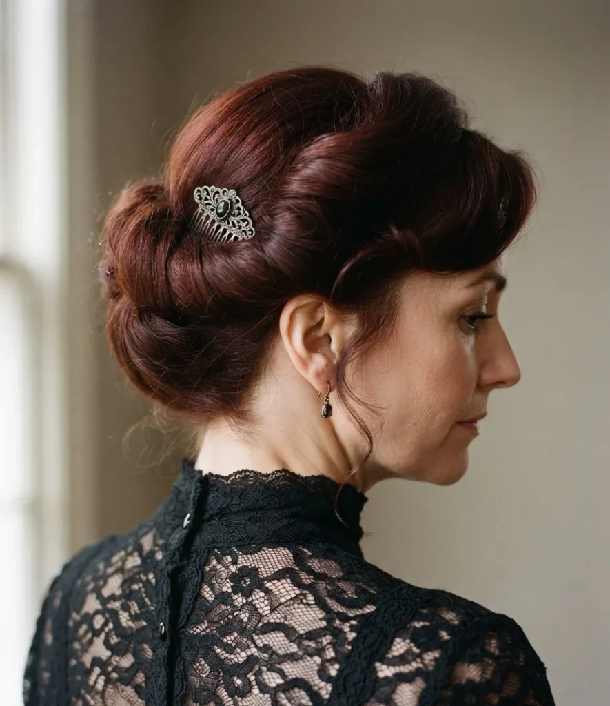 Gothic Victorian Rolled Updo