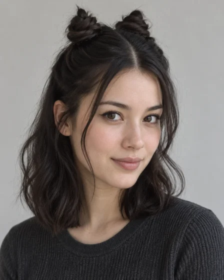Half-Up Horn-Shaped Space Buns