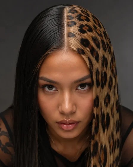 Half-and-Half Split Dye with Leopard Side