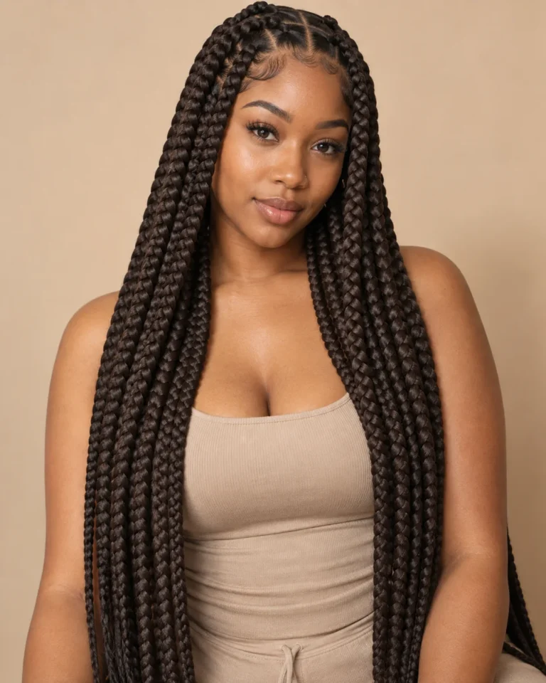 Jumbo Knotless Braids in Deep Espresso