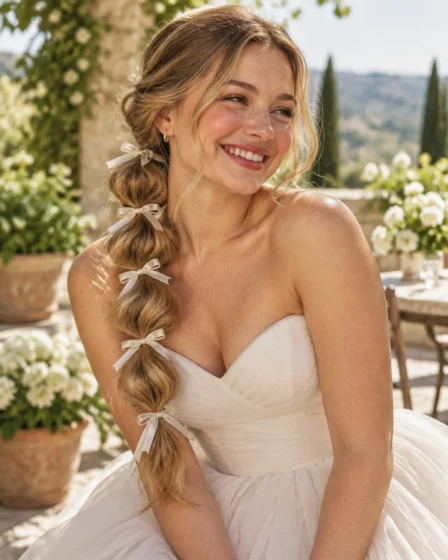 Side Bubble Braid with Velvet or Satin Ribbons