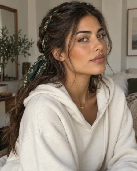 The Scarf-Wrapped Half Braid